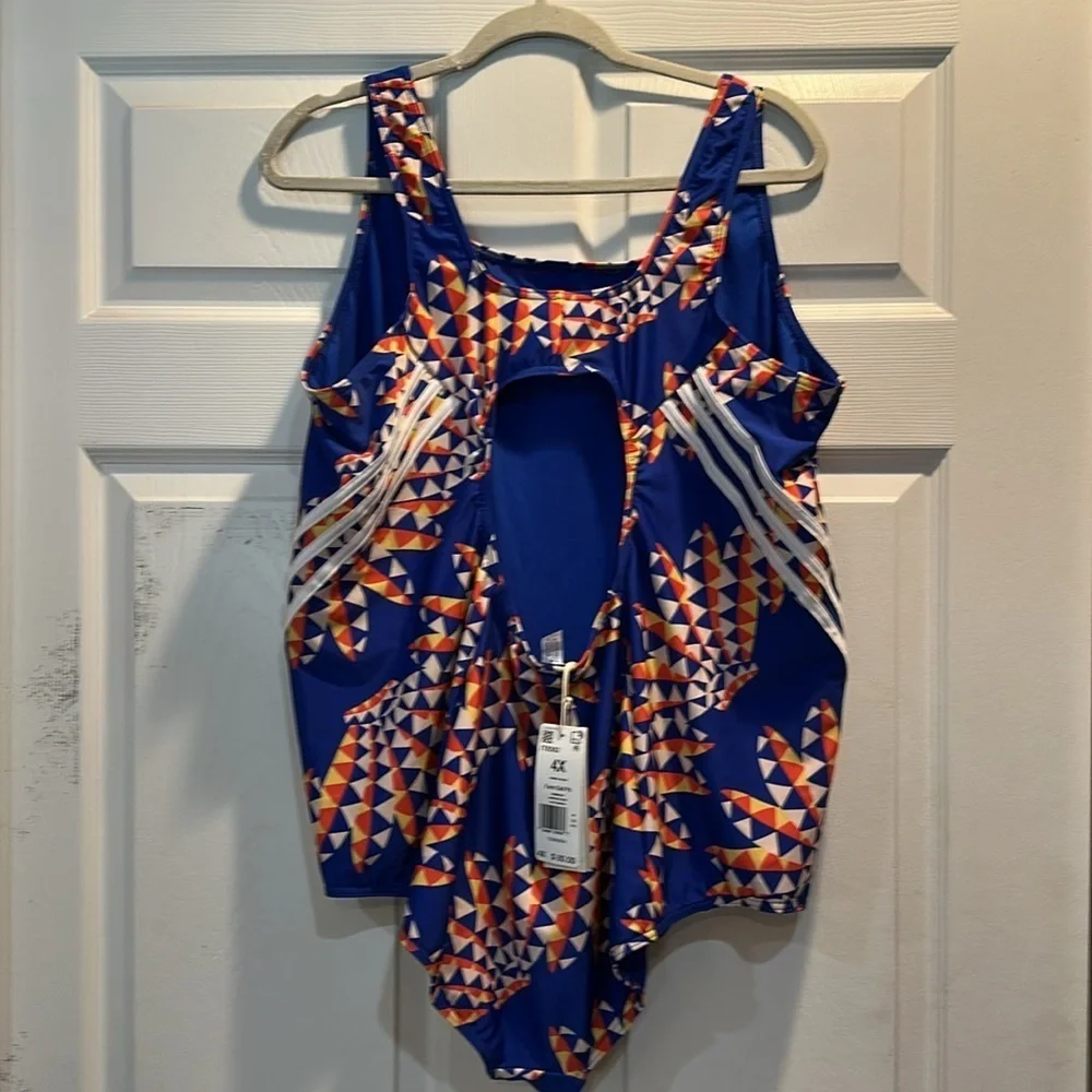 NWT! Adidas X Farm Rio Blue Banana Print One Piece Swimsuit 4X Plus